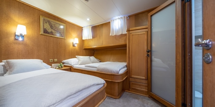 Kabina dla 3 osób na luksusowym jachcie w Chorwacji