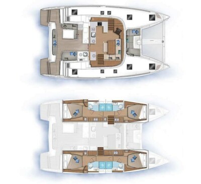 Layout katamaranu Lagoon 46 