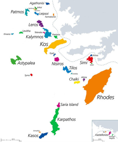 Dodekanez - mapa archipelagu